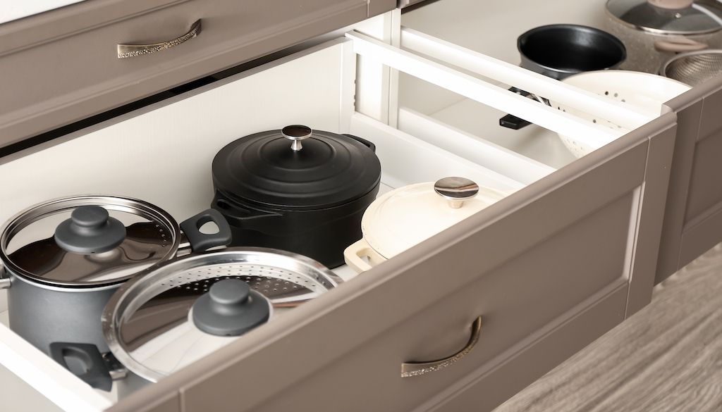 pots in kitchen drawer