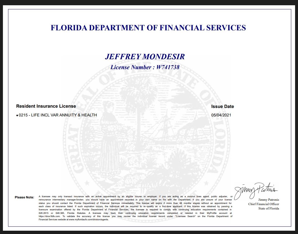 State Certified 0215 Life Insurance Anuity & Healt
