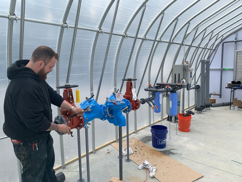 Backflow install for four greenhouses 