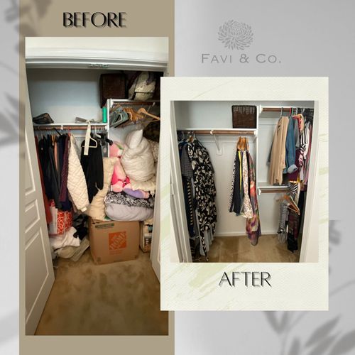 Before and After transformation of a closet. 
