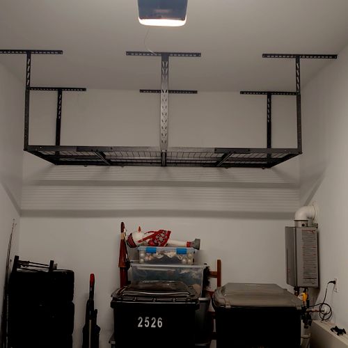 Needed a ceiling mount storage rack installed in m