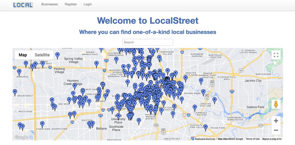 localstreetapp.com website.  Find local businesses