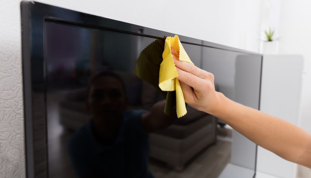 cleaning TV screen