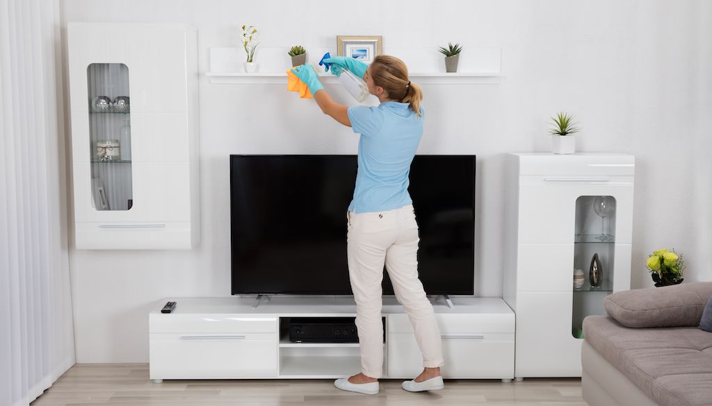 dusting TV entertainment area