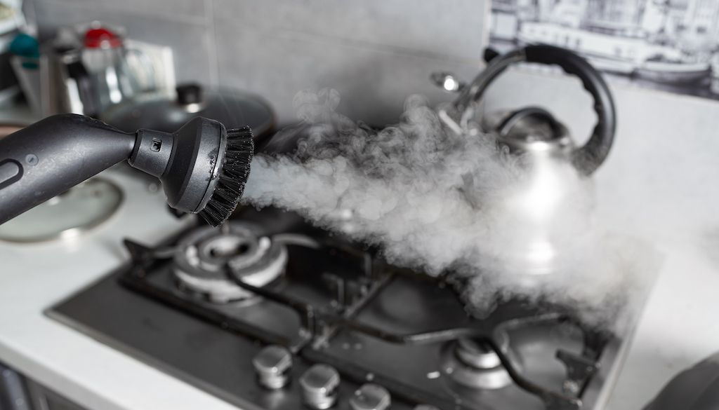 steam cleaner in kitchen