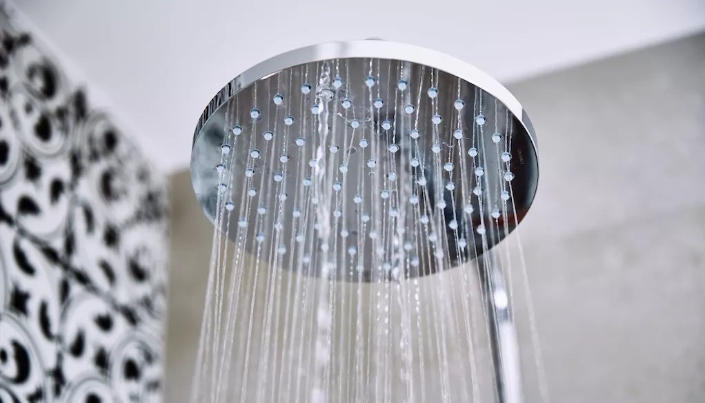 water from showerhead