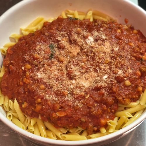 Penne with chick pea and marinara