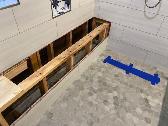 After Removal. shower bench top was leaking 