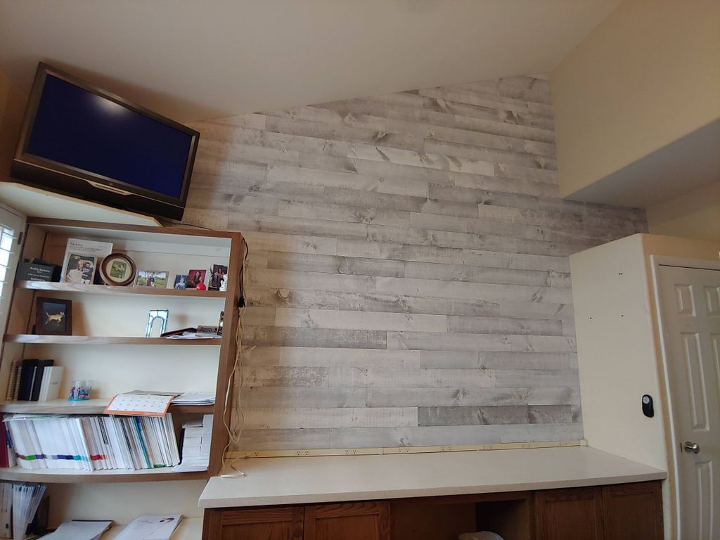 Wood strips added to change the feel of the space