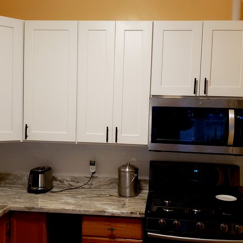 Tom installed my kitchen cabinets, built a storage