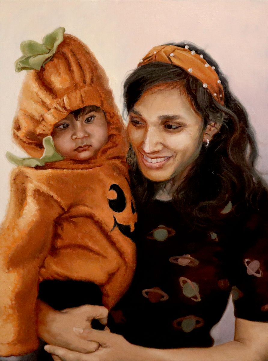 Wife and Child - Painted Commission  Portrait- Yur