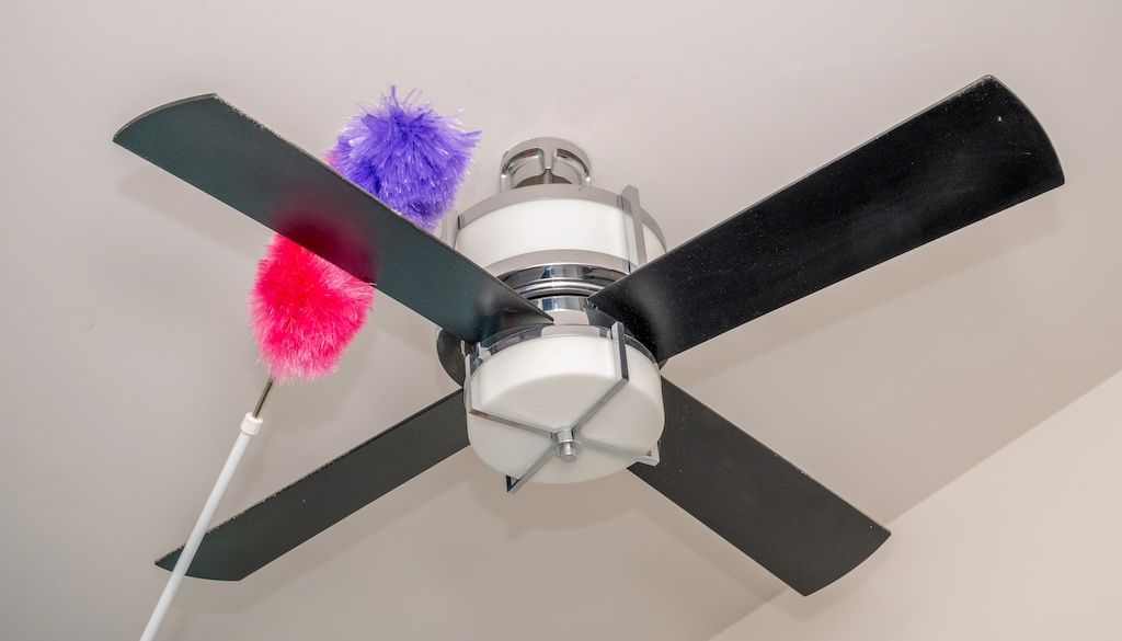 cleaning and dusting ceiling fan
