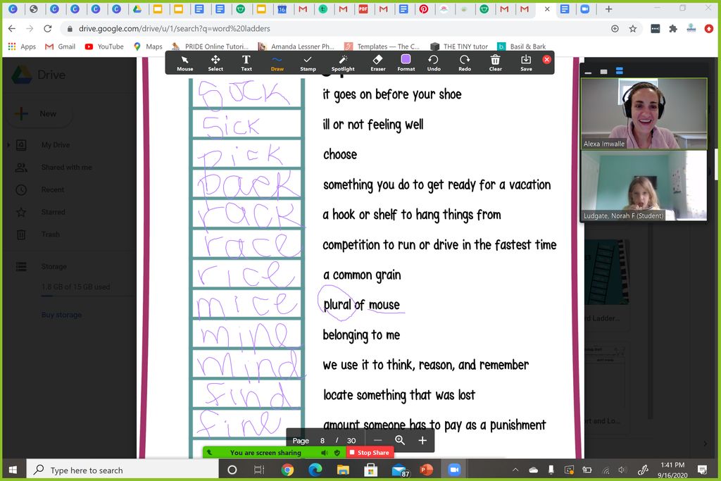 Building vocabulary with word ladders during an on