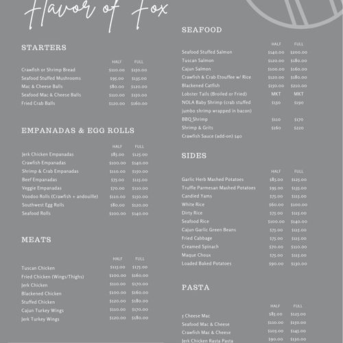 Lunch & Dinner Catering Menu 