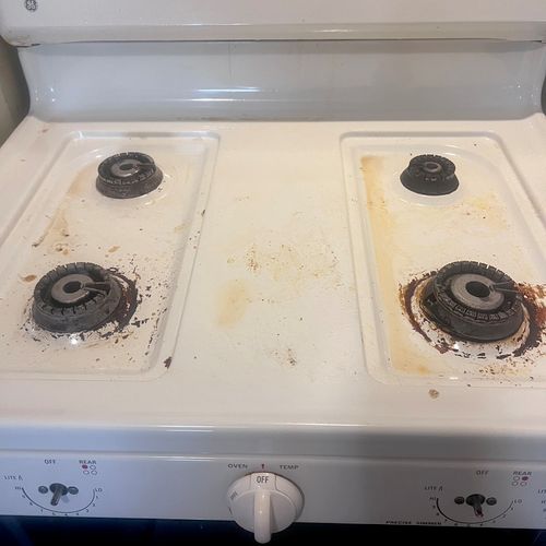 Stove top cleaning Before