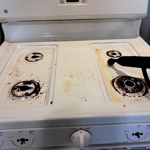 Stove top cleaning Before