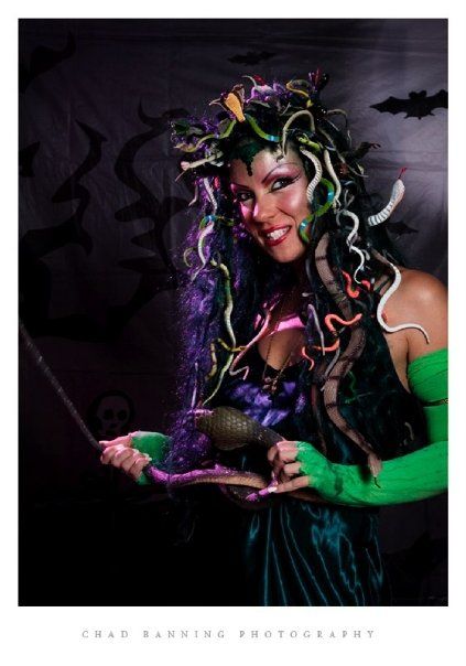 Medusa makeup costume and props, wig created and s
