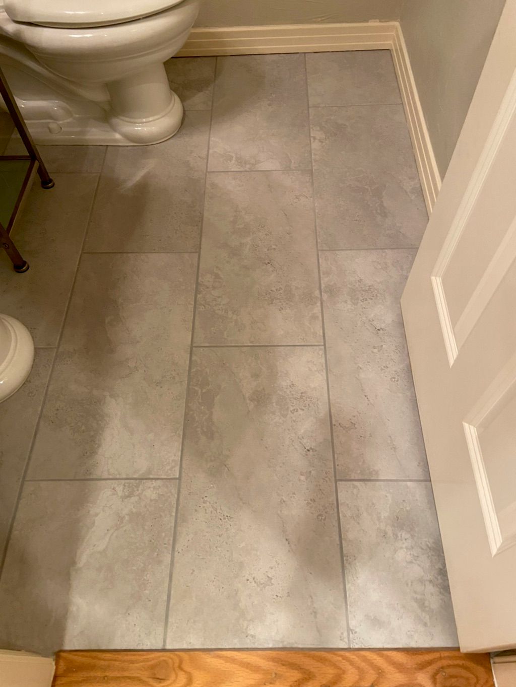 Powder room flooring installation