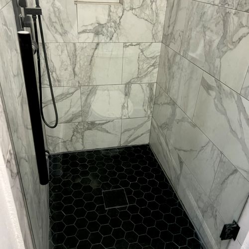 Removed, waterproofed, and tiled shower pan (previ