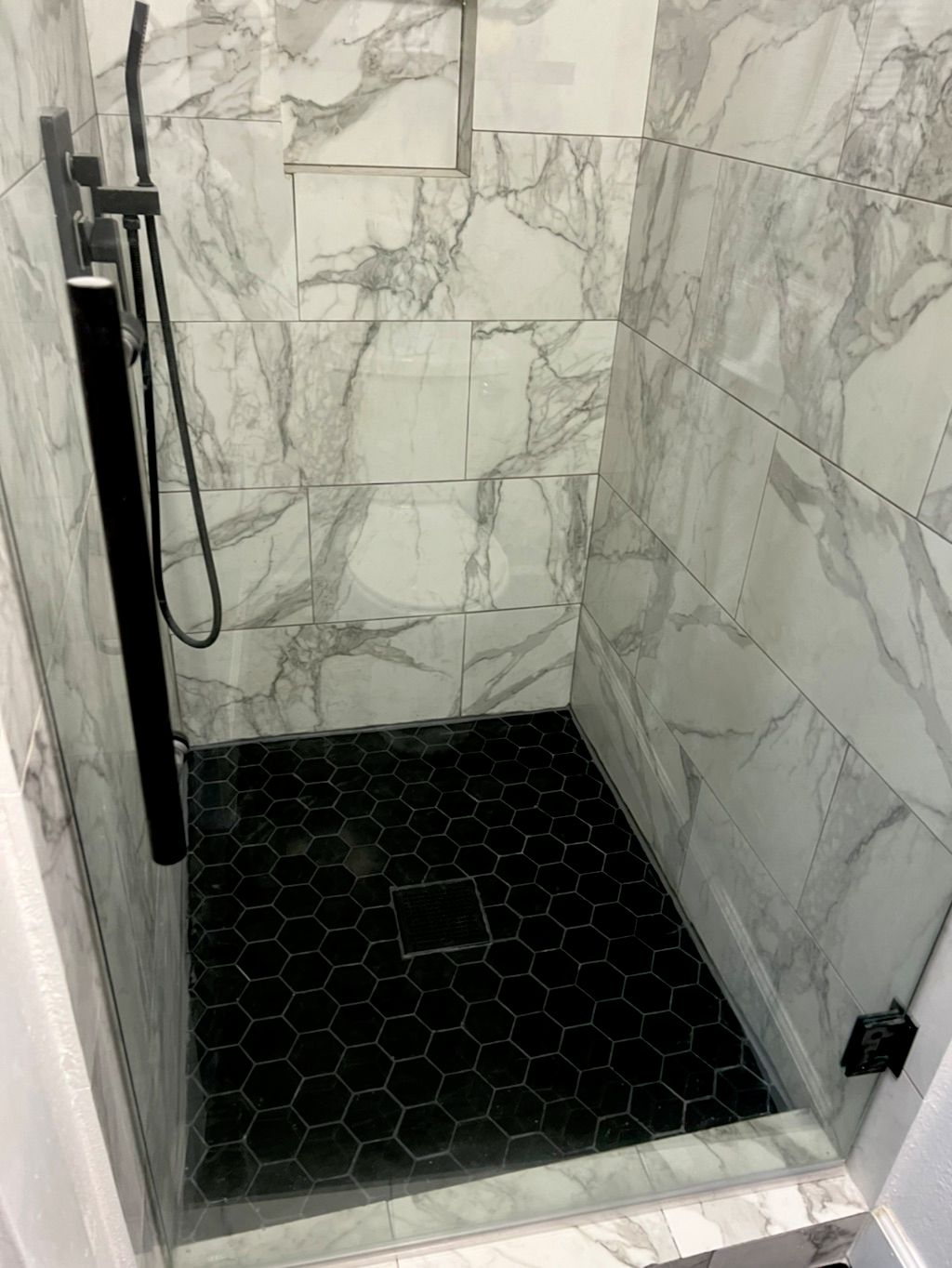 Removed, waterproofed, and tiled shower pan (previ