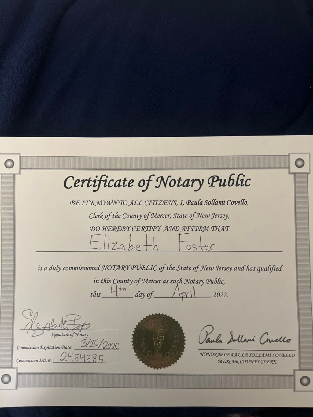 New Jersey notary and loan signing agent