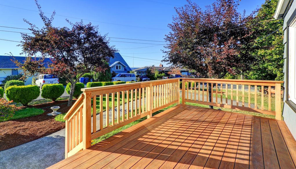 house deck overlooking the front yard