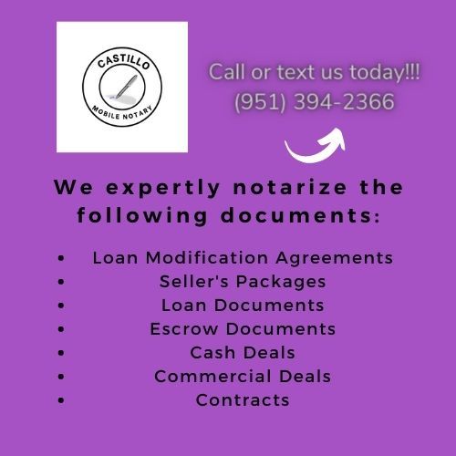 Castillo Mobile Notary Services expertly notarizes