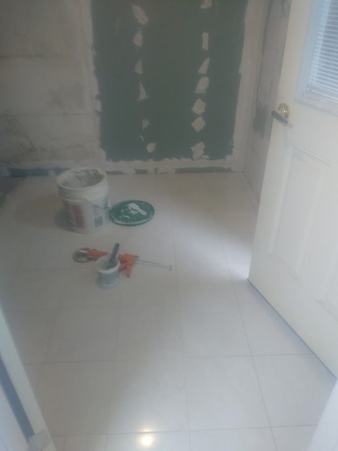 tiles and prep work for walls at the dr office 