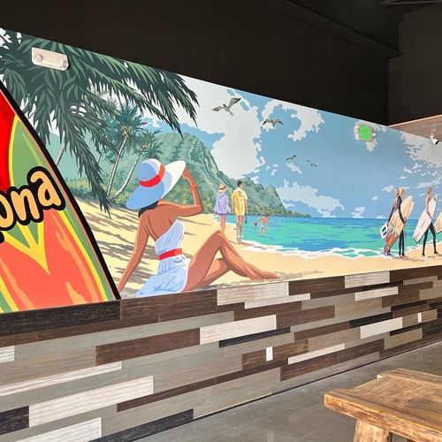 Kona Hawaiian BBQ restaurant mural