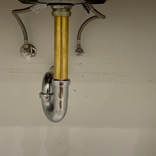 Commercial sink with stainless steel P-trap with n