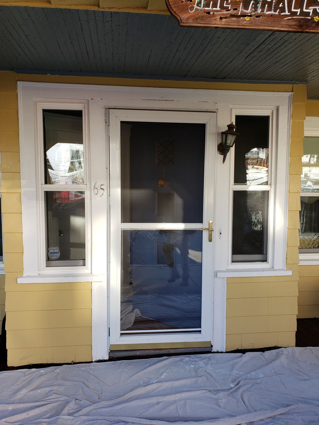 Before, Entry door and storm door installation.