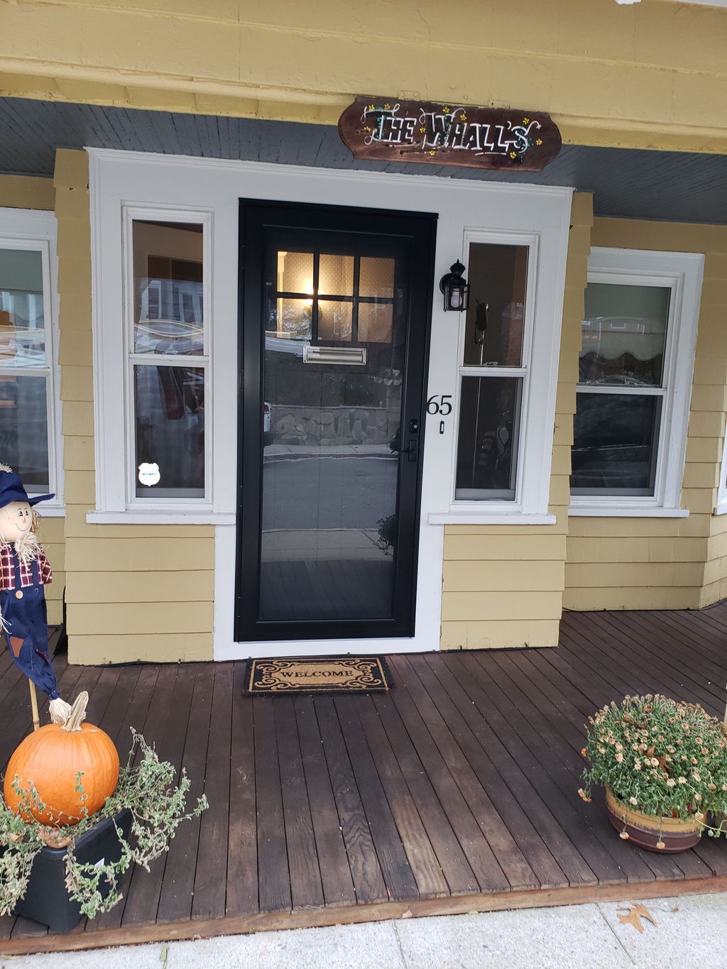 After. Fiberglass door, storm door, azek trim and 