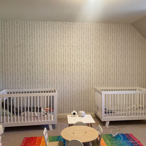We used WOOD | ORE Design to install wallpaper on 