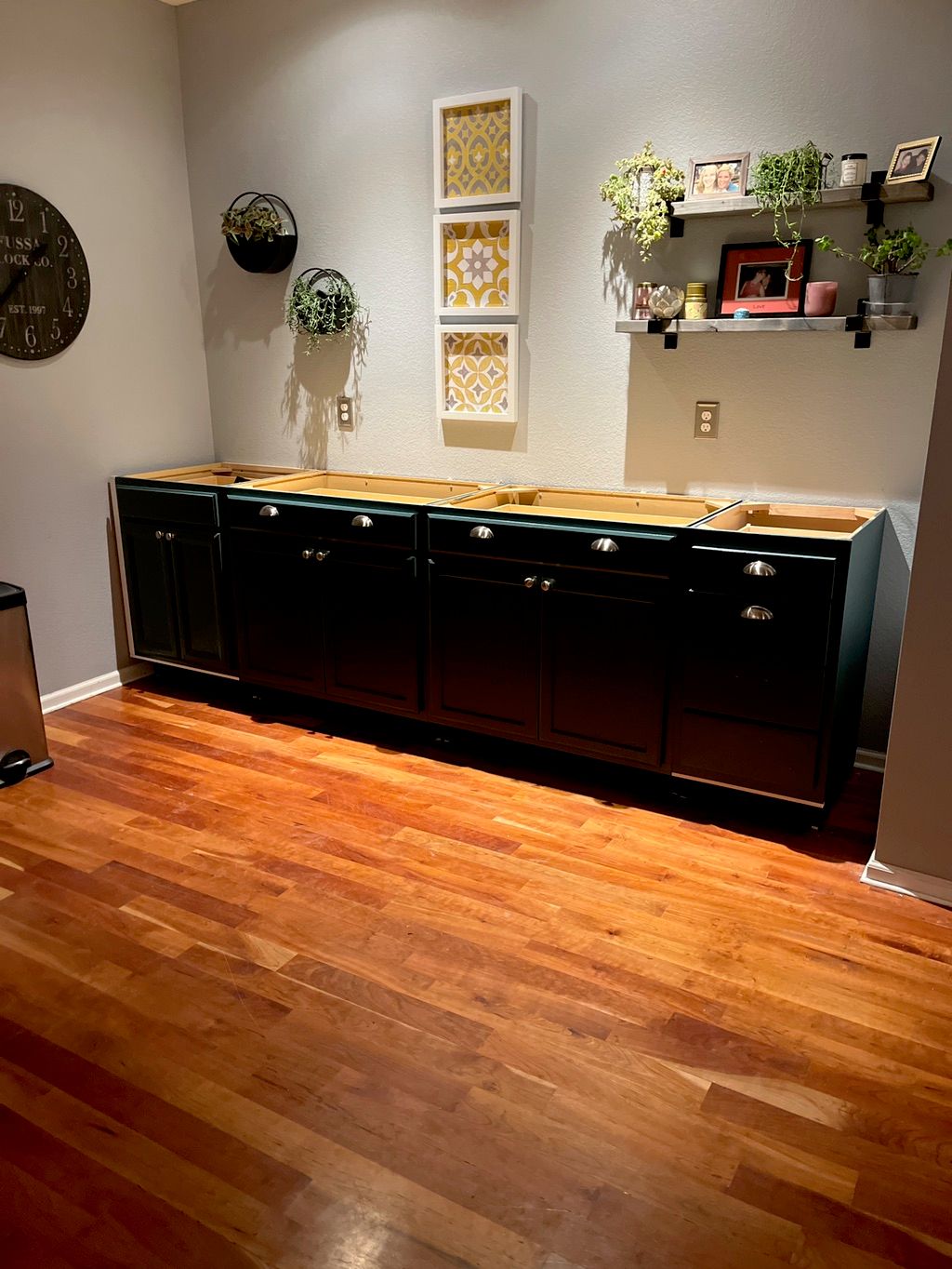 We needed a bank of cabinets installed and leveled