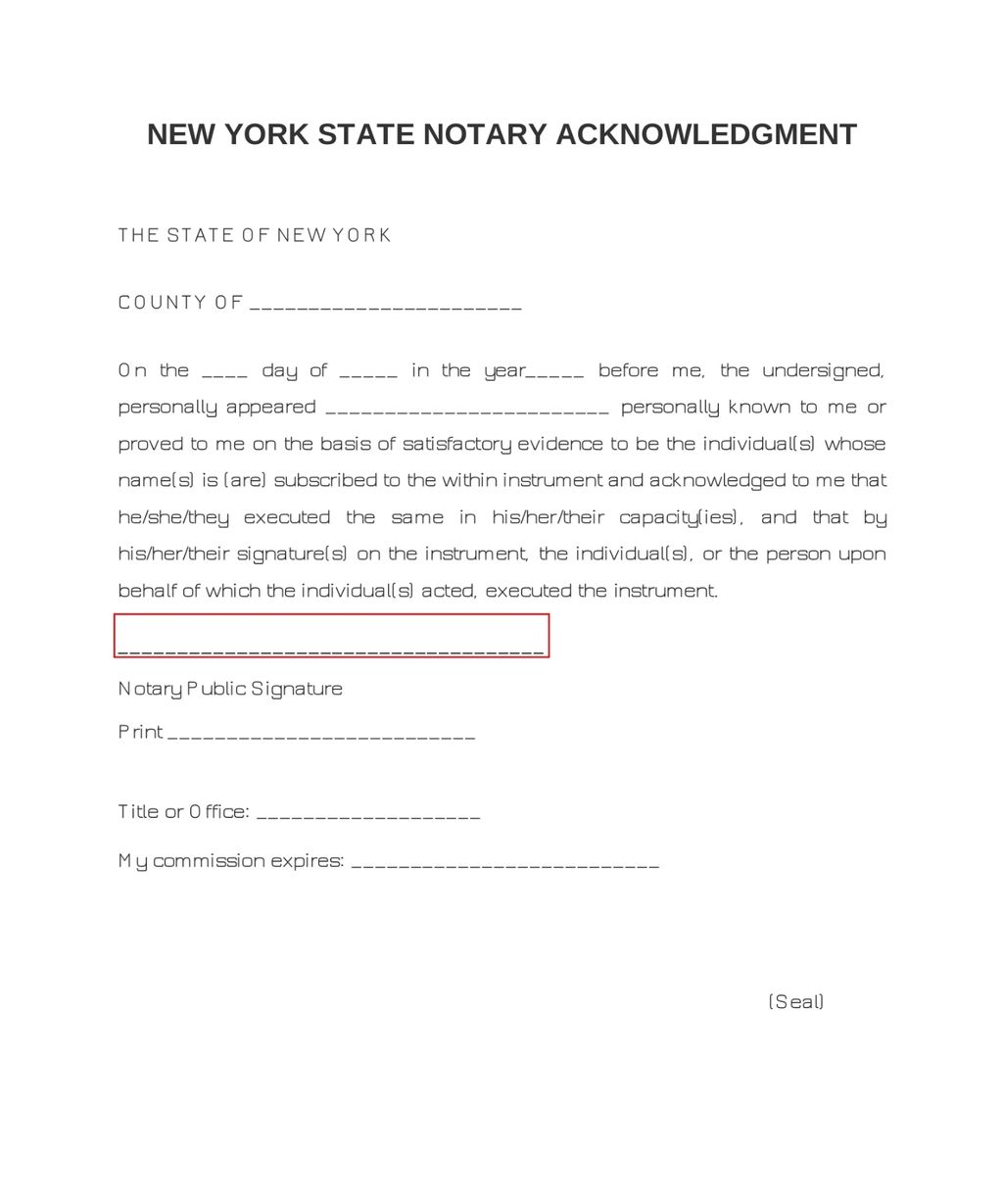 New York State Notary Acknowledgment 