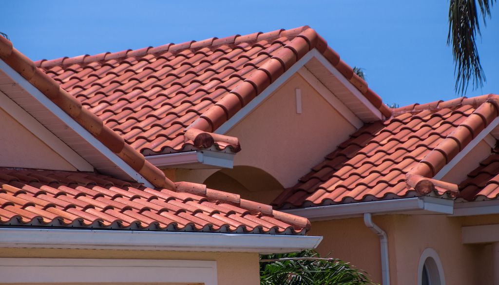 red tile clay roof on house