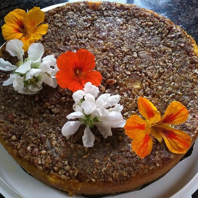 Cassava cake with toasted pecans