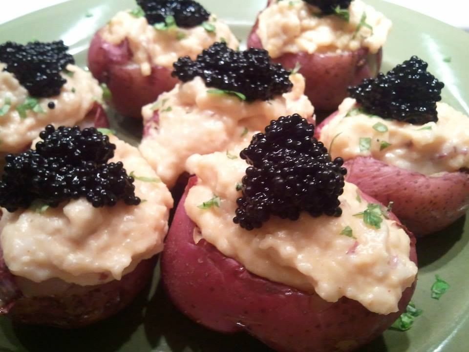 Twice baked potatoes with caviar