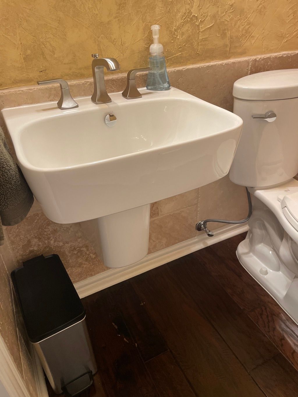 Excellent job replacing pedestal sink. Many compli