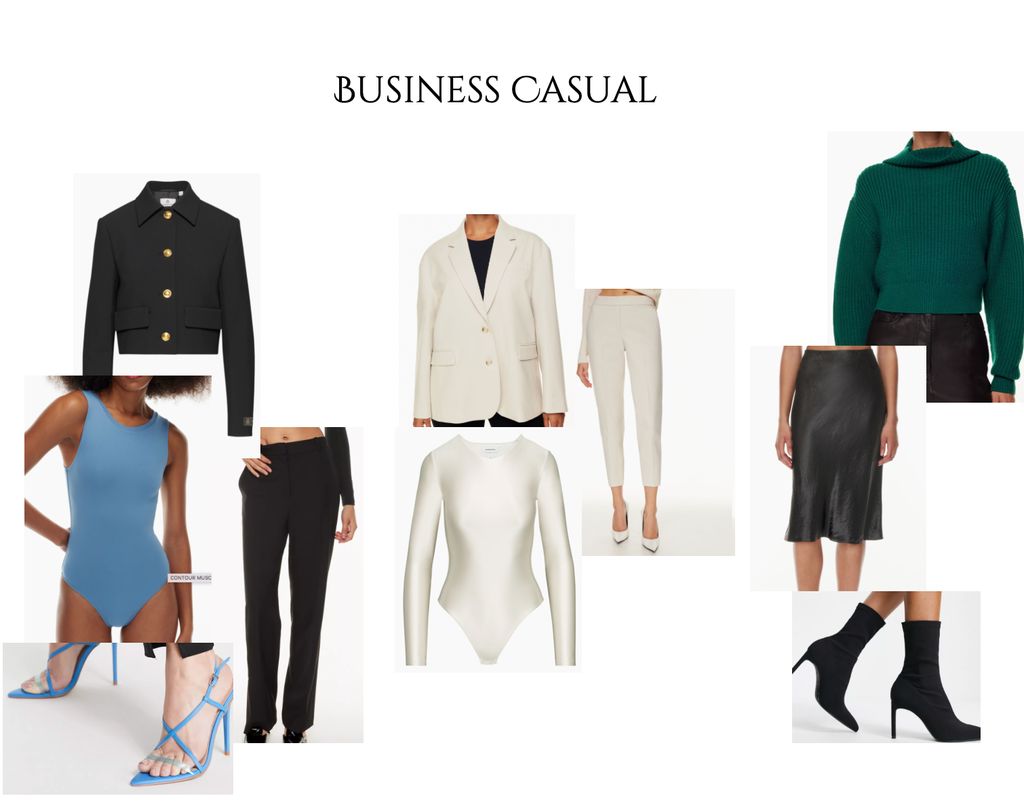 Ideas for business casual attire.