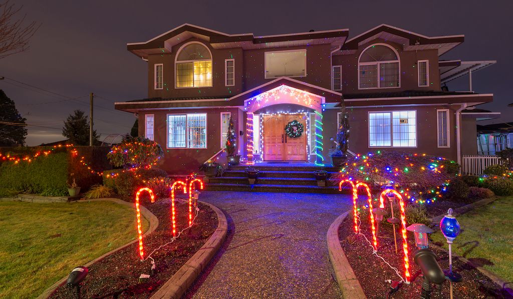 Christmas lights on house