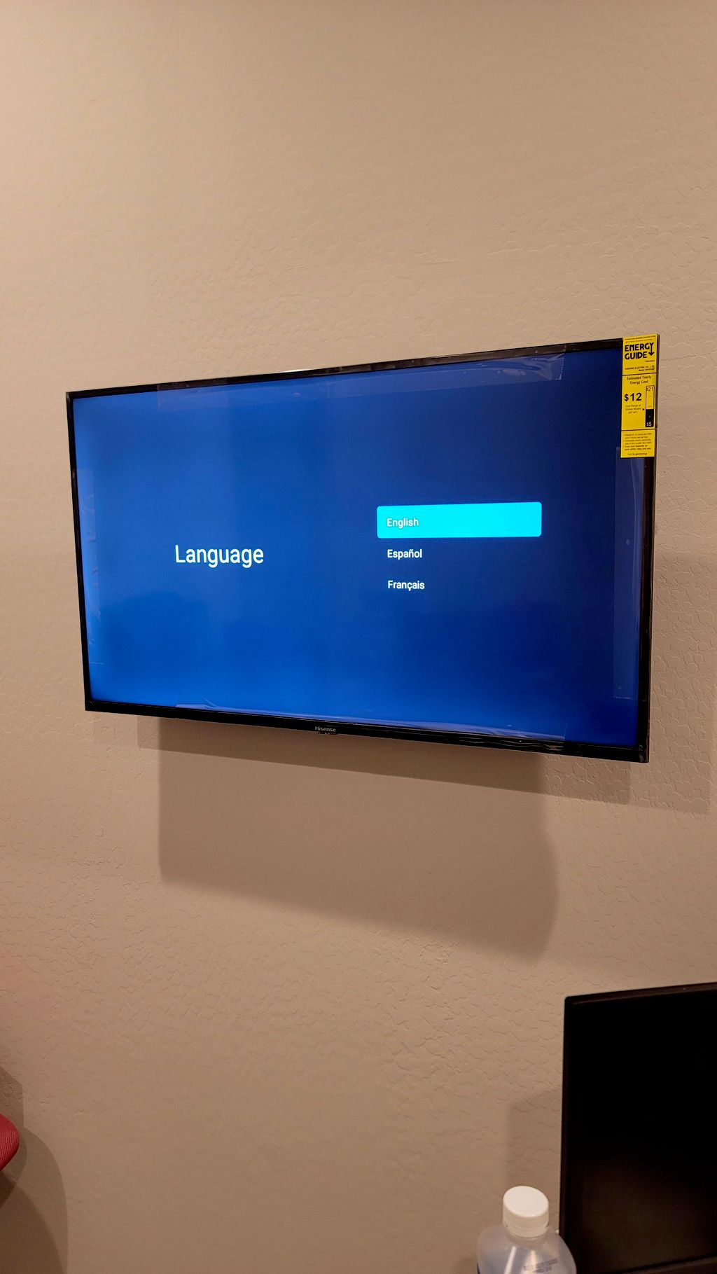 Stage 2 of TV wall mount with wire hide.