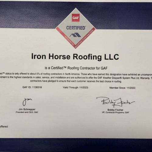 Iron Horse Roofing is recognized by North America'