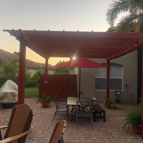 We just had a small project done.  Our pergola, bu