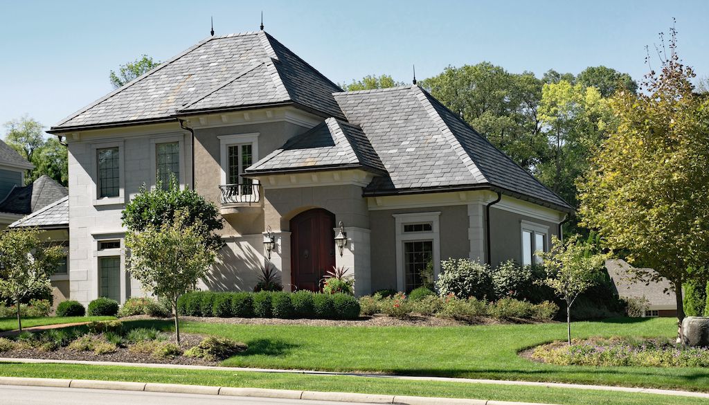 slate roof on big house suburbs