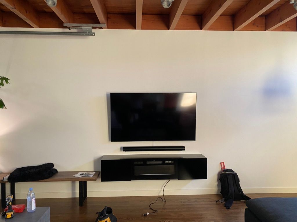 Floating tv and fireplace wall mount
