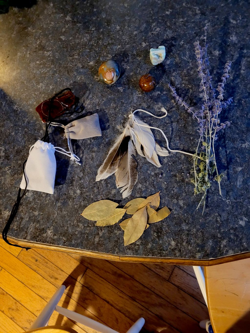 making Talisman bags for clients; spiritually base