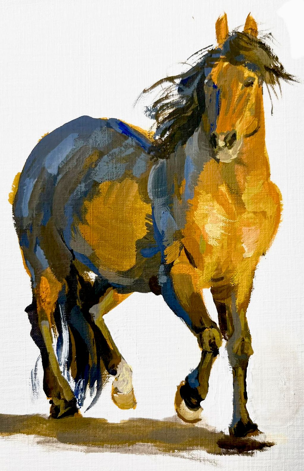 A painterly study of a horse in gouache on paper i