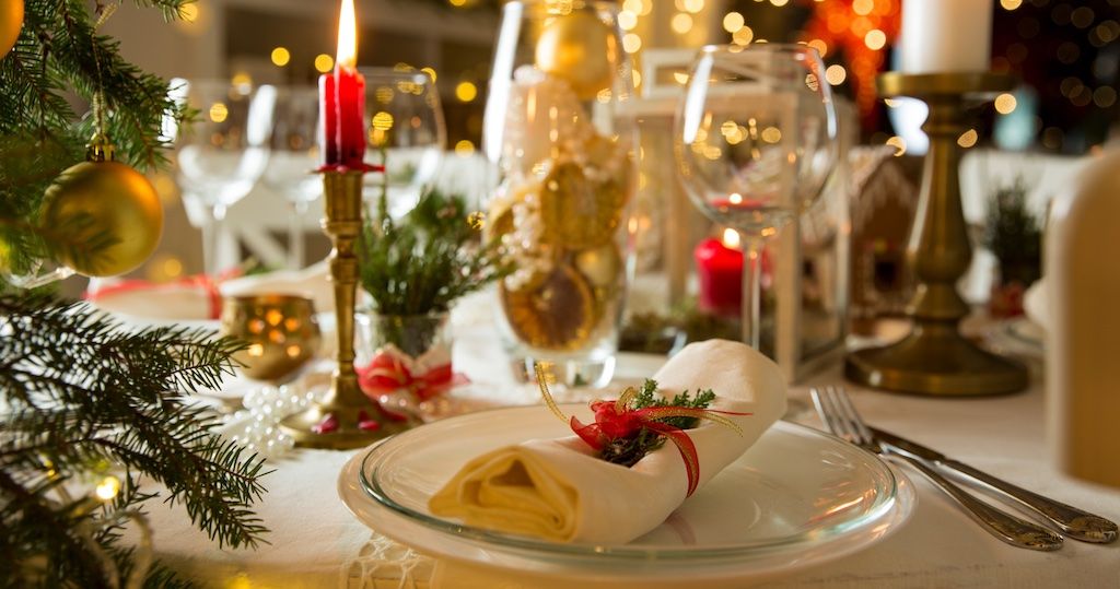 holiday meal on table