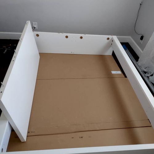 before assembly of bedframe and box spring.